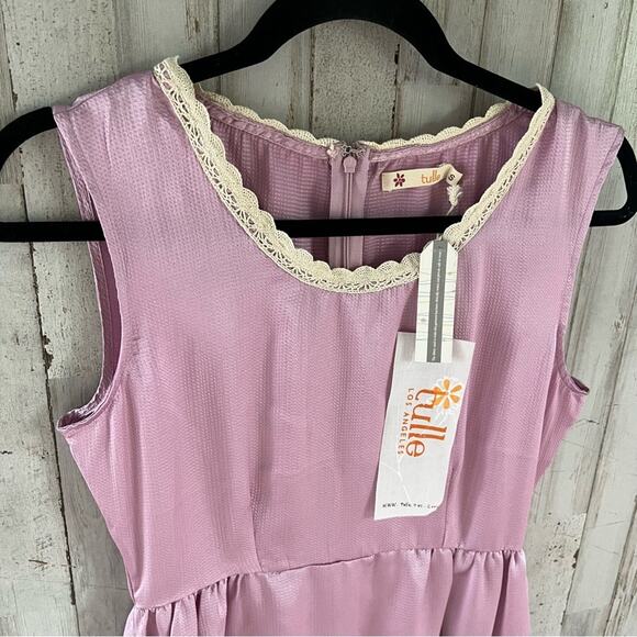Nwt Anthropologie Tulle Los Angeles Pink Purple Satin Fit & Flare Dress - Picture 2 of 10